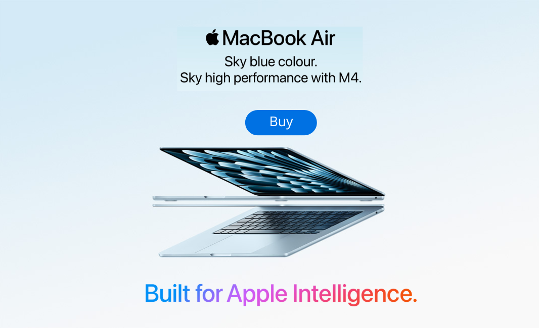 MacBook Air M4 at iStore Mauritius – Lightweight, powerful laptop with the advanced M4 chip, offering fast performance and all-day battery life.